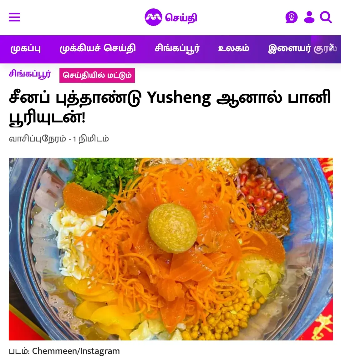 Mediacorp Seithi article screenshot